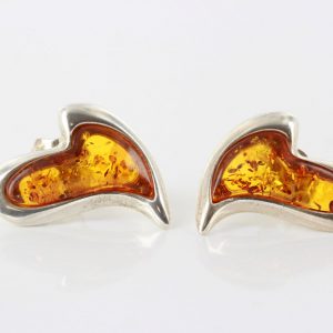 Heart Shaped Baltic Amber Stud Earrings Handmade 925 Silver ST0078 RRP£50.00!!!