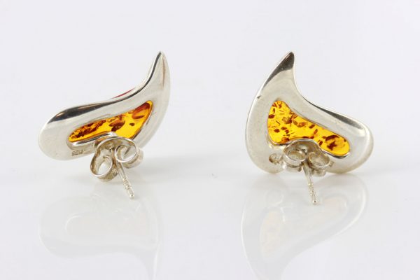 Heart Shaped Baltic Amber Stud Earrings Handmade 925 Silver ST0078 RRP£50.00!!!