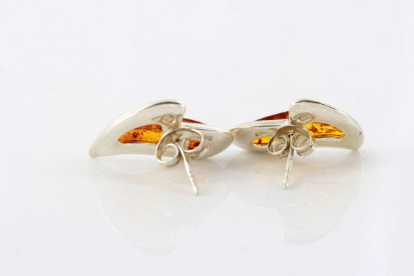 Heart Shaped Baltic Amber Stud Earrings Handmade 925 Silver ST0078 RRP£50.00!!!