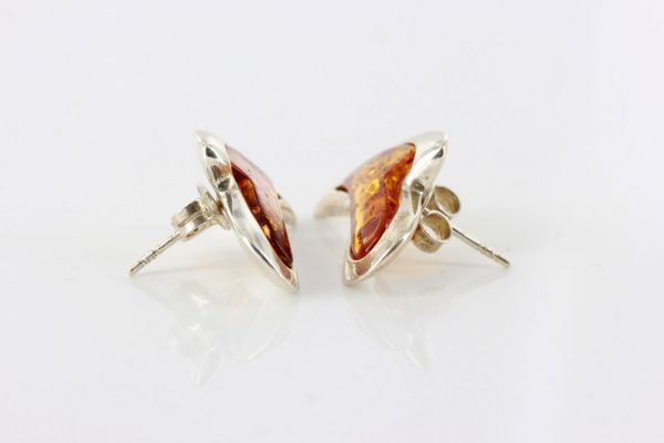 Heart Shaped Baltic Amber Stud Earrings Handmade 925 Silver ST0078 RRP£50.00!!!