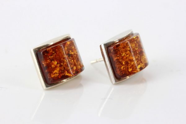 Italian Style Modern German Baltic Amber Stud Earrings In 925Silver ST0077 RRP£50!!!