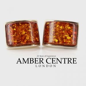 Italian Style Modern German Baltic Amber Stud Earrings In 925Silver ST0077 RRP£50!!!