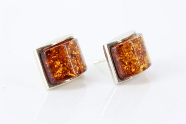 Italian Style Modern German Baltic Amber Stud Earrings In 925Silver ST0077 RRP£50!!!