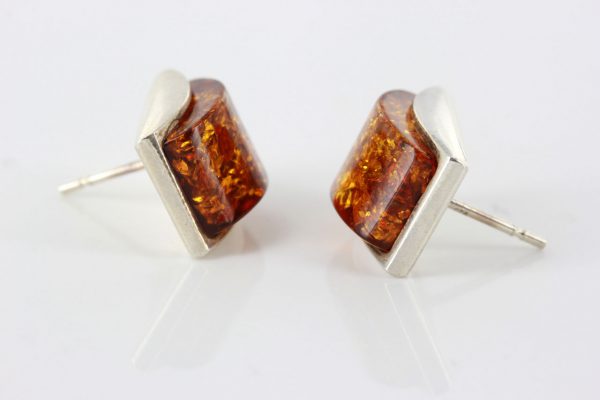 Italian Style Modern German Baltic Amber Stud Earrings In 925Silver ST0077 RRP£50!!!