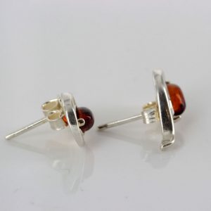 Elegant German Baltic Amber Handmade Stud Earrings 925 Silver ST0080 RRP£20!!!