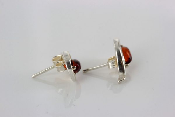 Elegant German Baltic Amber Handmade Stud Earrings 925 Silver ST0080 RRP£20!!!