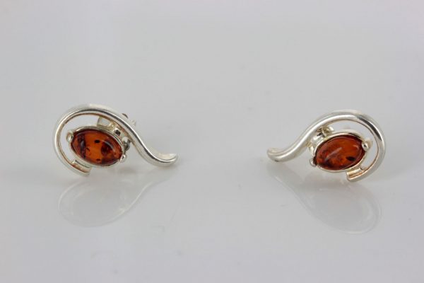 Elegant German Baltic Amber Handmade Stud Earrings 925 Silver ST0080 RRP£20!!!