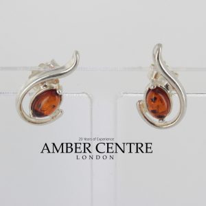 Elegant German Baltic Amber Handmade Stud Earrings 925 Silver ST0080 RRP£20!!!