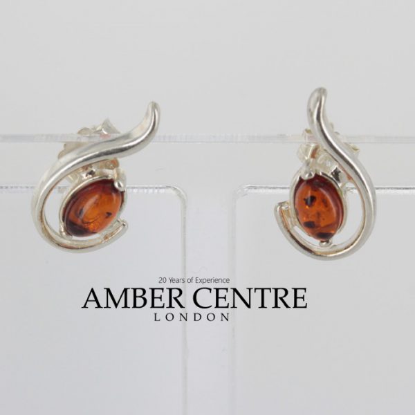 Elegant German Baltic Amber Handmade Stud Earrings 925 Silver ST0080 RRP£20!!!
