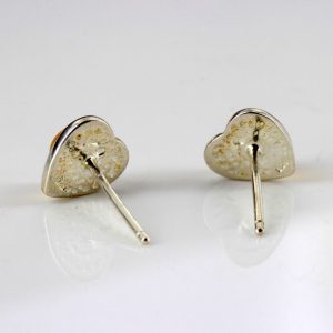 Heart Shaped German Baltic Amber Elegant Stud Earrings In 925 Silver ST0083 RRP£20!!!