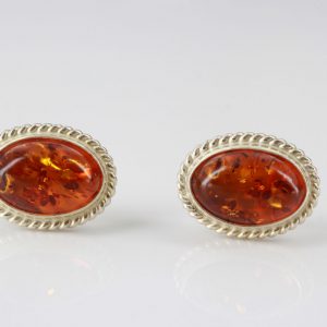 German Baltic Amber Handmade Classic Stud Earrings 925 Silver ST0084 RRP£35!!!