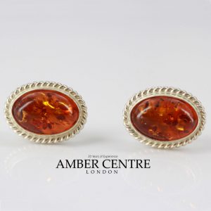 German Baltic Amber Handmade Classic Stud Earrings 925 Silver ST0084 RRP£35!!!