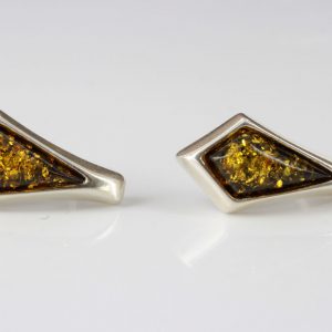 German Baltic Modern Amber Stud Earrings In 925 Silver Handmade ST0089 RRP£36!!!