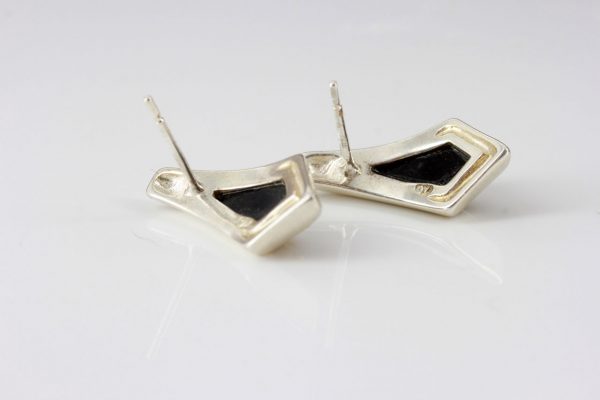 German Baltic Modern Amber Stud Earrings In 925 Silver Handmade ST0089 RRP£36!!!