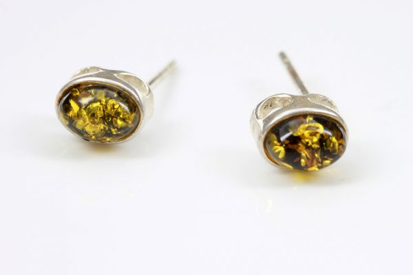 German Baltic Amber Classic Stud Earrings In 925 Silver Handmade ST0090 RRP£15!!!