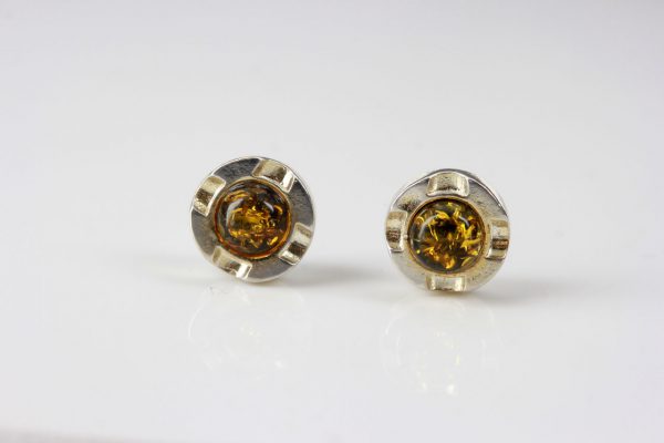 German Baltic Amber Classic Stud Earrings In 925 Silver Handmade ST0093 RRP£20!!!