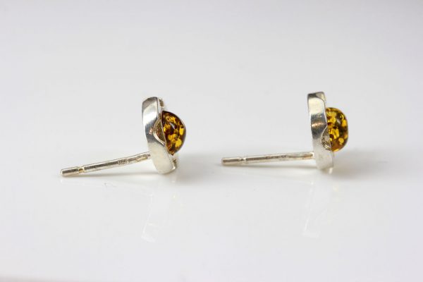 German Baltic Amber Classic Stud Earrings In 925 Silver Handmade ST0093 RRP£20!!!