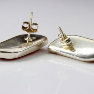 German Baltic Amber Modern Design Stud Earrings In 925 Silver ST0095 RRP£50!!!