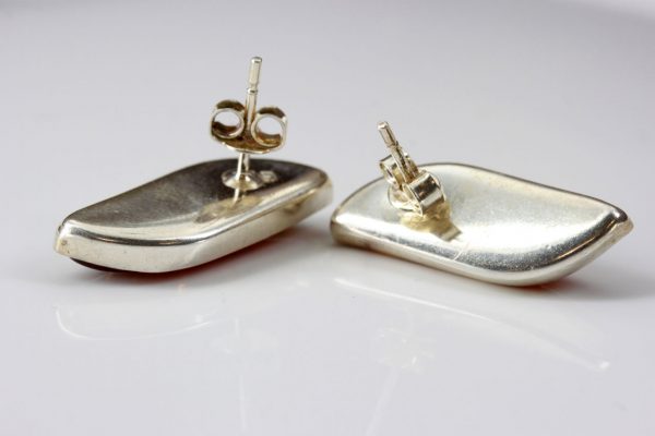 German Baltic Amber Modern Design Stud Earrings In 925 Silver ST0095 RRP£50!!!