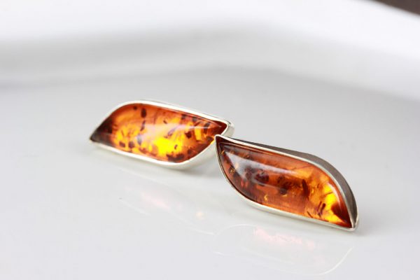 German Baltic Amber Modern Design Stud Earrings In 925 Silver ST0095 RRP£50!!!