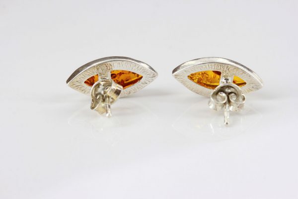 Italian Design German Baltic Amber Stud Earrings In 925 Silver ST0098 RRP£18!!!