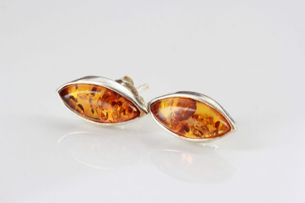 Italian Design German Baltic Amber Stud Earrings In 925 Silver ST0098 RRP£18!!!