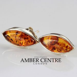 Italian Design German Baltic Amber Stud Earrings In 925 Silver ST0098 RRP£18!!!