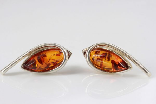 Italian Design Handmade Baltic Amber Stud Earrings In 925 Silver ST0099 RRP£40!!!