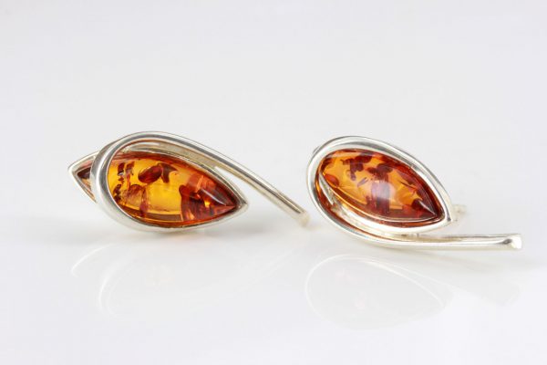 Italian Design Handmade Baltic Amber Stud Earrings In 925 Silver ST0099 RRP£40!!!