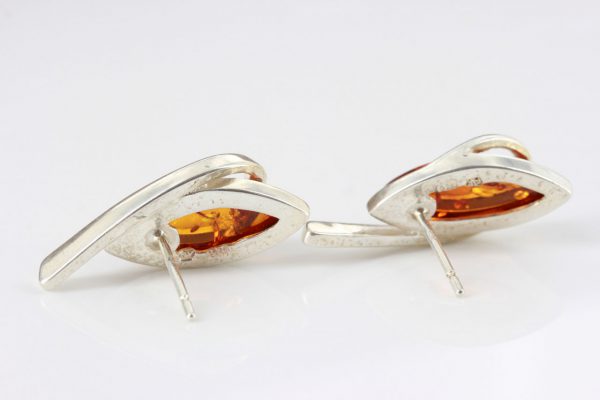 Italian Design Handmade Baltic Amber Stud Earrings In 925 Silver ST0099 RRP£40!!!