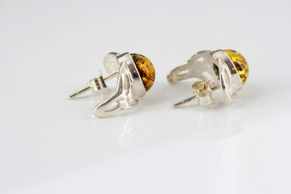 German Baltic Amber Celtic Design Stud Earrings In 925 Silver ST0106 RRP£30!!!