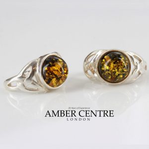 German Baltic Amber Celtic Design Stud Earrings In 925 Silver ST0106 RRP£30!!!