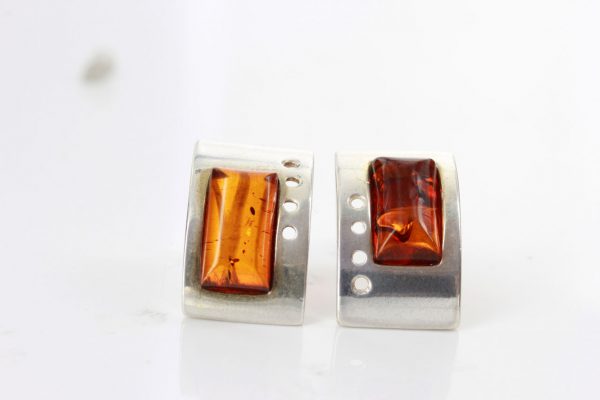 German Baltic Amber Handmade Unique Stud Earrings In 925 Silver ST0110 RRP£50!!!