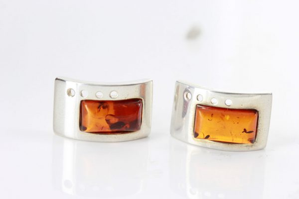 German Baltic Amber Handmade Unique Stud Earrings In 925 Silver ST0110 RRP£50!!!