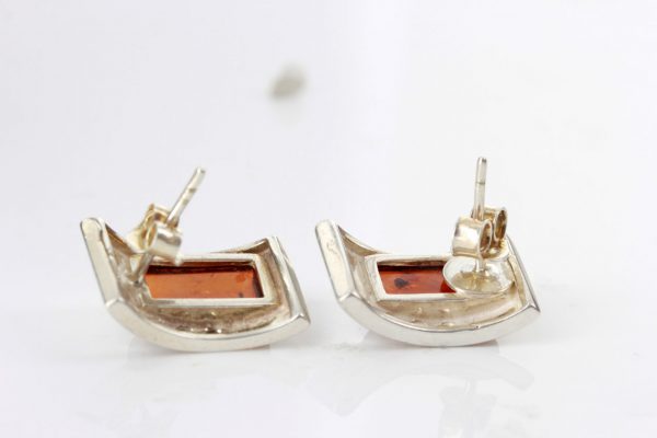 German Baltic Amber Handmade Unique Stud Earrings In 925 Silver ST0110 RRP£50!!!