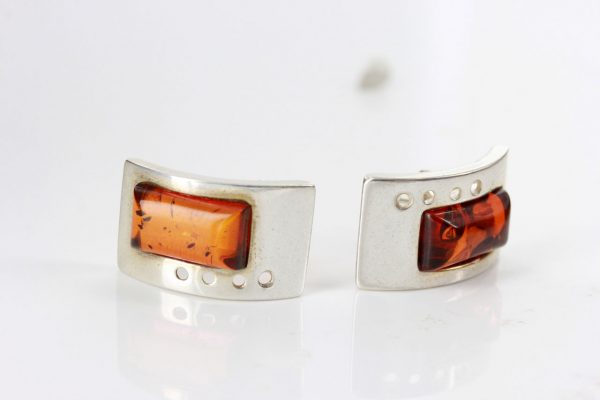 German Baltic Amber Handmade Unique Stud Earrings In 925 Silver ST0110 RRP£50!!!