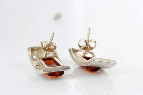 German Baltic Amber Handmade Unique Stud Earrings In 925 Silver ST0110 RRP£50!!!