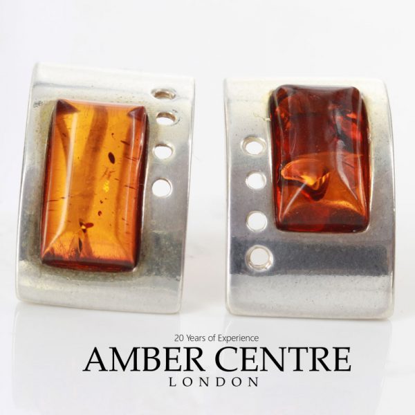 German Baltic Amber Handmade Unique Stud Earrings In 925 Silver ST0110 RRP£50!!!