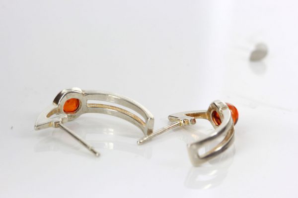 Handmade German Baltic Amber Unique Stud Earrings In 925 Silver ST0112 RRP£25!!!