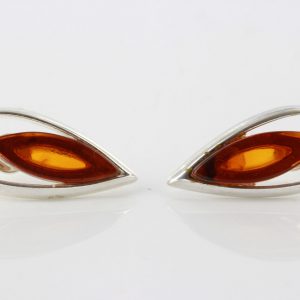 Handmade German Baltic Amber Stud Earrings In 925 Silver ST0114 RRP£100!!!