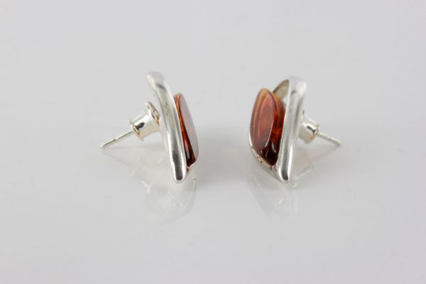 Handmade German Baltic Amber Stud Earrings In 925 Silver ST0114 RRP£100!!!