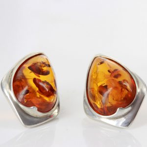 Handmade German Baltic Amber Classic Stud Earrings In 925 Silver ST0115 RRP£35!!!