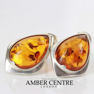 Handmade German Baltic Amber Classic Stud Earrings In 925 Silver ST0115 RRP£35!!!