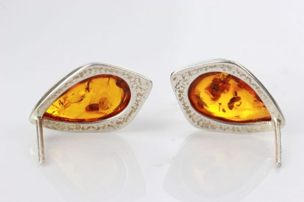 Handmade German Baltic Amber Classic Stud Earrings In 925 Silver ST0115 RRP£35!!!