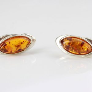 German Baltic Amber Handmade Classic Stud Earrings In 925 Silver ST0116 RRP£40!!!