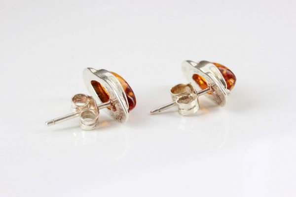 German Baltic Amber Handmade Classic Stud Earrings In 925 Silver ST0116 RRP£40!!!