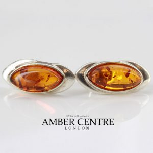 German Baltic Amber Handmade Classic Stud Earrings In 925 Silver ST0116 RRP£40!!!