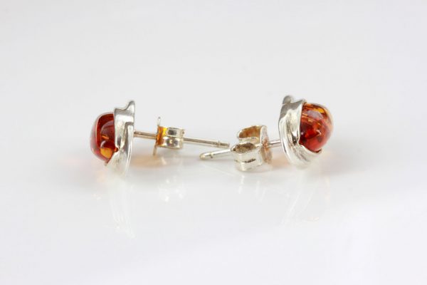German Baltic Amber Handmade Classic Stud Earrings In 925 Silver ST0116 RRP£40!!!