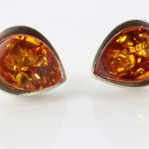 German Baltic Amber Handmade Elegant Stud Earrings 925 Silver ST0117 RRP 60!!!