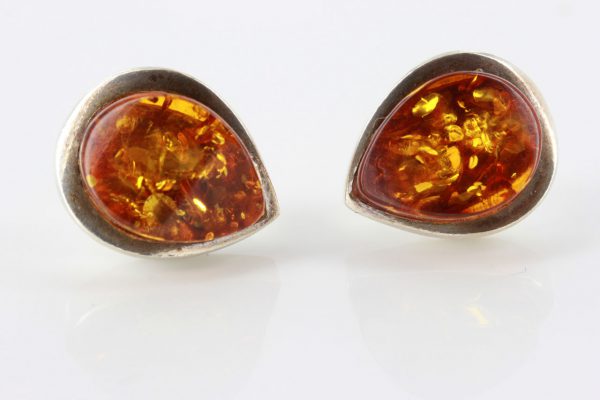German Baltic Amber Handmade Elegant Stud Earrings 925 Silver ST0117 RRP 60!!!